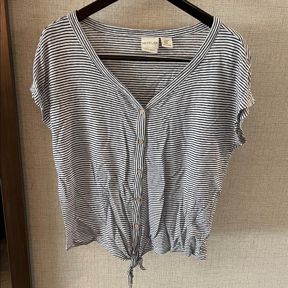 Rachel Zoe Black and White Striped Button-Down Shirt
